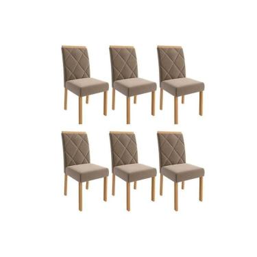 Imagem de Cadeira Sala De Jantar Fernanda Wood Kit 6 Un Carvalho-suede Joli Capuccino - Cimol