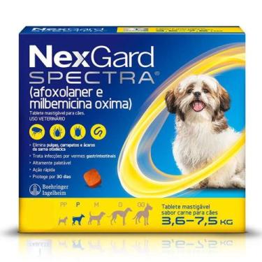 Imagem de Nexgard Spectra Antipulgas e Carrapatos Para Cães 3,6 A 7,5kg Com 3 Ta