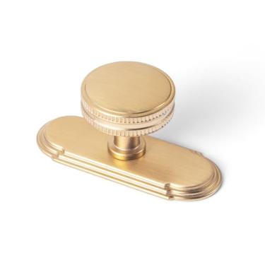 Imagem de Goo-Ki Puxadores de armário de bronze champanhe com placa traseira/base ferragem de barra de liga de zinco - pacote com 6 puxadores de cozinha com orifício único/gaveta de parafuso com espaçador