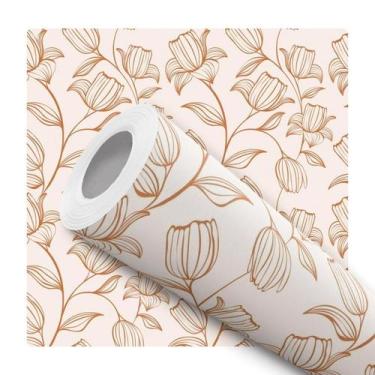 Imagem de Papel De Parede Adesivo Lavável Cozinha Floral Flores Tulipa Marrom Pa