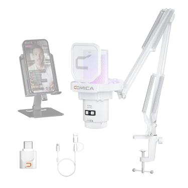 Imagem de Comica EJoy Uni Pro Microfone USB Sem Fio para PC, PS4, PS5, Celular USB-C e Mac, Microfone Condensador com Braço Articulado para Twitch, Streaming, Podcast,Cancelamento de Ruído,Mudo e Monitoramento