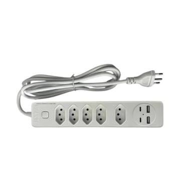 Imagem de Filtro de Linha 4 Entradas 2 Portas USB 2 Portas Tipo C Régua de Energia 4 Tomadas com Entrada USB e Tipo C Extensão- Linha Prime