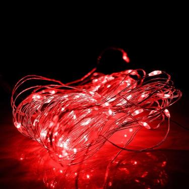 Imagem de Pisca De Led Fio De Fada 20l 2 Metros A Bateria Natal Ano Novo Vermelho