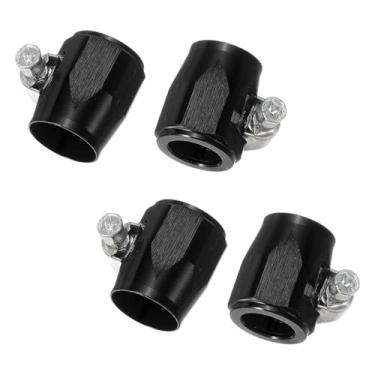 Imagem de HARFINGTON 4 peças 6AN Braçadeira de acabamento de mangueira de alumínio hexagonal para acabamento de mangueira de carro braçadeiras de tubo flexível com faixa de parafuso para combustível gás óleo ar