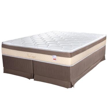 Imagem de Cama Box Queen Cristalflex New Confort 158x198x65cm Molas Ensacadas Branco Marrom