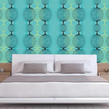 Imagem de Papel De Parede Verde E Globo Preto E Amarelo Autocolante - LRP