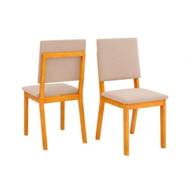 Imagem de Kit 2 Cadeiras De Cozinha Talia Cedro Suede Creme
