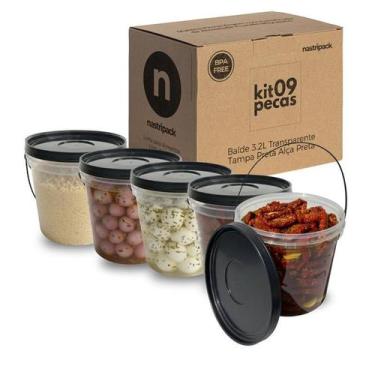 Imagem de Balde Para Cera Quente 3.2L Transparente Com Tampa - 9 Pçs - Nastripac
