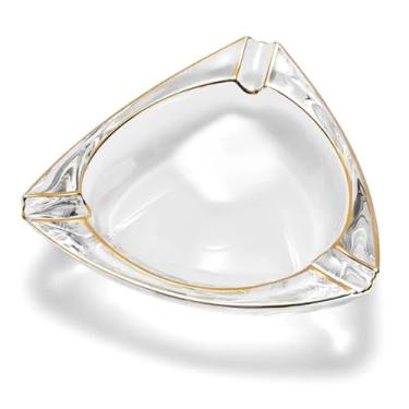 Imagem de ZABEES Cinzeiro de cristal de 3 tamanhos para charutos cinzeiro de vidro para charuto cinzeiro doméstico suporte criativo acessório para fumar com caixa de luxo, 2 compartimentos