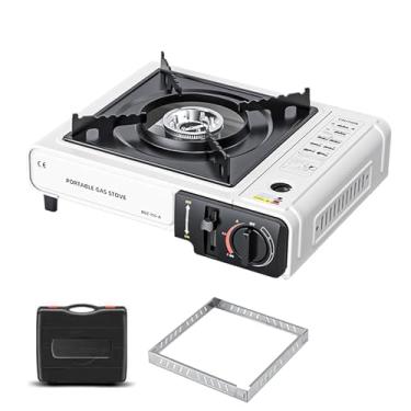 Imagem de Fogão de acampamento, churrasqueira de acampamento portátil, aquecedor seguro com estojo de transporte para cozinhar, cozinha, viagem, caminhadas, pátio, fogueira