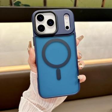 Imagem de SFDSUH Capa transparente para iPhone 16e com carregamento sem fio magnético (Azul escuro)