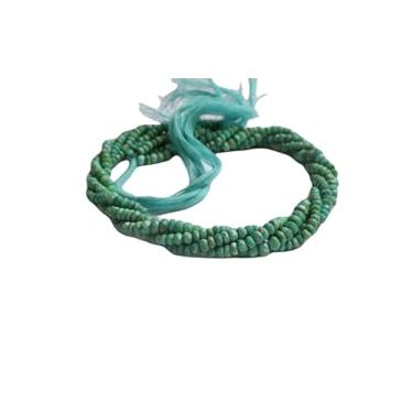 Imagem de Lady Works Fio de pedra natural turquesa Arizona de 33 cm, contas facetadas rondelle de 3,5 a 4 mm para fazer joias DIY | Beads_00320, azul