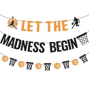 Imagem de Faixa de cesta de basquete e basquete, tema esportivo, guirlanda de basquete, festa de aniversário, decoração de festa de loucura de março, para uso interno e externo, material de festa com tema de