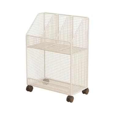 Imagem de Fxzqgnh Carrinho de Arquivo com Rodas, Armário de Armazenamento Móvel com Rodas com Trava, Armário de Arquivo, Uso Versátil para Quarto de Criança, Dormitório, branco 2 camadas
