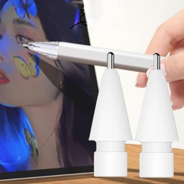 Imagem de 1 peça de pontas de lápis substituíveis de 0,6 mm para Apple Pencil 1/2 geração de pontas de caneta de pintura com amortecimento, 1,5 cm (branca)