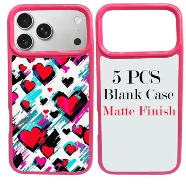 Imagem de JUSTRY 5 conjuntos de capas de telefone em branco de sublimação para iPhone 17 Pro Max, 2 em 1 2D DIY TPU em branco capa de borracha macia + inserções foscas, fácil de sublimar personalizado subb