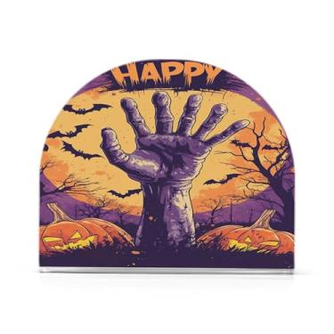 Imagem de xigua Porta-guardanapos engraçado de Halloween Grim Reaper Porta-guardanapos de papel acrílico transparente elegante para mesas Dispensador de papel de seda independente para mesa de jantar