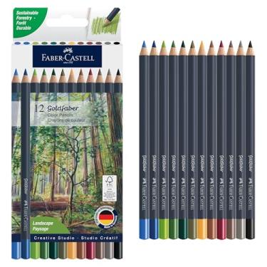 Imagem de Faber-Castell Lápis de cor Goldfaber: lápis de cor de paisagem com layout suave, pigmentos ricos, núcleos resistentes à quebra, perfeitos para desenho da natureza, esboços ao ar livre e colorir para