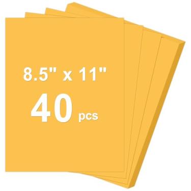 Imagem de Cartolina de 40 folhas, 8,5 x 11, cartão amarelo laranja de 29,5 kg, papel de construção, papel grosso para impressão, pintura, confecção de cartões, material escolar infantil, decorações de festa