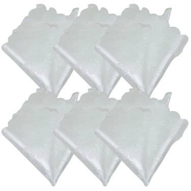 Imagem de Jogo 6 Guardanapos Tecido Adamasc Branco Floral Prime 45x45cm Borda Floral - Tuut