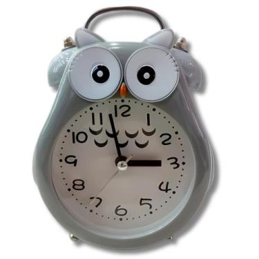 Imagem de Relógio de Mesa Despertador Coruja com luz - Cinza - Friburgo Comercia