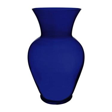 Imagem de Floral Supply Online Vaso de jardim de primavera azul cobalto de 20,5 cm e folheto de guia de flores - vaso de flores de vidro decorativo para arranjos florais, casamentos, decoração de casa ou
