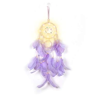 Imagem de Ariete de Sonhos LED Tecido à Mão com Penas para Decoração Parede Quarto Bebê Festa Casamento