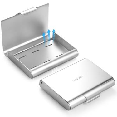 Imagem de Oralphi Capa retentora de alumínio para alinhadores Invisalign, estojo de proteção bucal parcial suporte de recipiente de retentor de dentadura com orifícios de ventilação, estojo alinhador