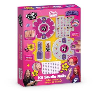 Imagem de Kit Maquiagem Infantil Glitter Emilly Vick Kit Studio Nails - Brink Mo