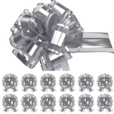 Imagem de Laço grande prateado para embrulho de cesta de presente, laços de presente de Natal, fita adesiva fosca de 15 cm para enfeite de árvore de Natal, garrafas de vinho, flor, decoração de festa do dia dos