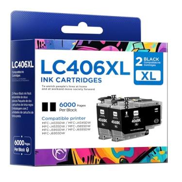 Imagem de Cartuchos de tinta LC406XL LC406 para Brother LC 406XL LC 406 XL para MFC-J4335DW MFC-J5855DW MFC-J6555DW MFC-J4535DW MFC-J6955DW MFC-J4345DW MFC-J5955DW (preto, pacote com 2)