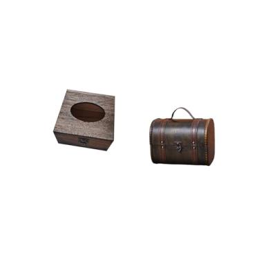 Imagem de Fenteer Organizador de Lenços de Papel de Madeira, Bandeja Decorativa para Guardar Joias, Acessórios E Outros Itens No Banheiro, Carro E Casa. Design Vintage,