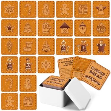 Imagem de Soulchen 42 Pcs Christmas Memory Matching Game Christmas Theme Playing Cards with Metal Box Educational Concentration Memory Cards for Xmas Holiday Party Family Games Coworkers Gifts(Gingerbread)