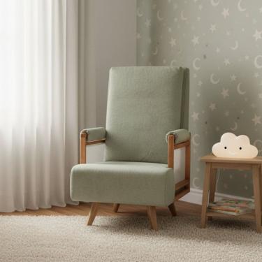 Imagem de Poltrona de Amamentação Pés Madeira Mila Verde
