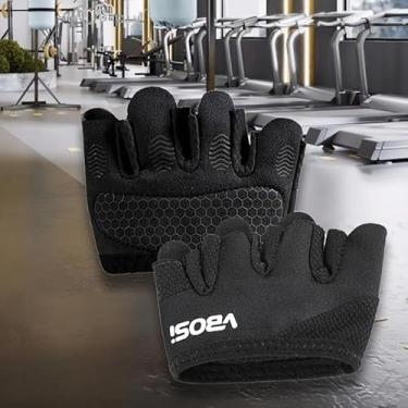 Imagem de Luvas de fitness unissex de meio dedo para homens e mulheres, suporte ergonômico antiderrapante respirável para ponta dos dedos, design leve, adequado para ioga, academia, pilates, exercícios