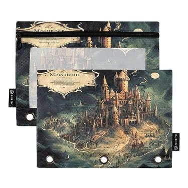 Imagem de Bolsa com zíper Masterful Castle Map para fichário de 3 anéis, organizador de fichário, para crianças, estudantes, bolsa de material escolar