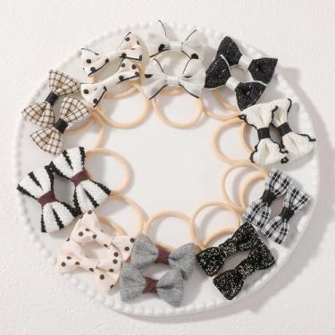 Imagem de 20 peças de laços de cabelo com laços, pequenos elásticos de 4 cm, suportes de rabo de cavalo, tecido macio, laço de flor, faixas de cabelo de borracha para mulheres jovens (20 peças-B)