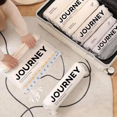 Imagem de Bolsas de viagem de compressão, 6 peças de plástico transparente com zíper, bolsas que economizam espaço para organização e embalagem de roupas de bagagem, 6 peças