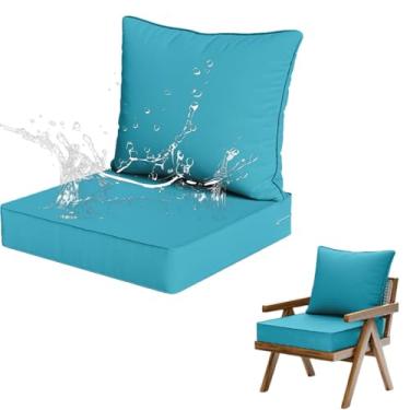 Imagem de Yadlan Almofadas de assento com conjunto de almofadas traseiras móveis de jardim, almofadas de assento impermeáveis ao ar livre para lounge, casa, carro, escritório, sofá, cadeiras K 61 x 61 x 10 + 61