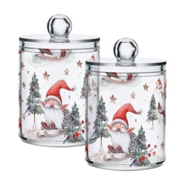 Imagem de xigua Pacote com 4 lindos suportes de Natal para bolas de algodão, cotonete – Frasco de plástico de boticário de armazenamento versátil transparente de 4 ml para banheiro e organização de