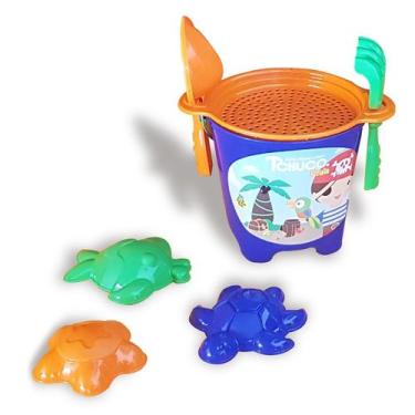 Imagem de Kit balde de praia infantil simples baldinho de areia castelo pazinha 