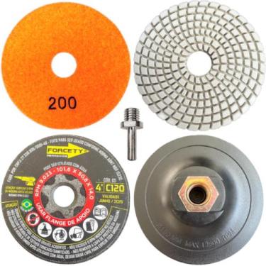 Imagem de Kit Acabamento 45 Graus Porcelanato (Lixa Diamantada 200 + Rebolo Côni