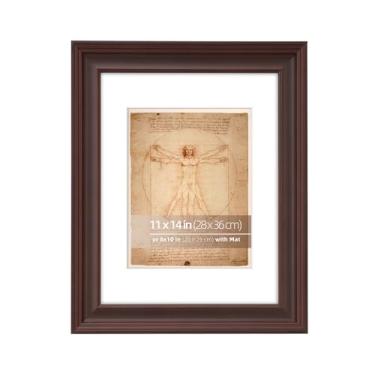 Imagem de WYNCO Moldura clássica de madeira com design espresso, 28 x 35,5 cm, fosco para fotos de 20,3 x 25,4 cm, pintura ou obras de arte, vidro real, suporte de parede horizontal ou vertical