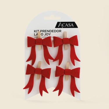 Imagem de Kit De Prendedor Laço Joy 25cm Com 4 Peças - Acasa Vermelho