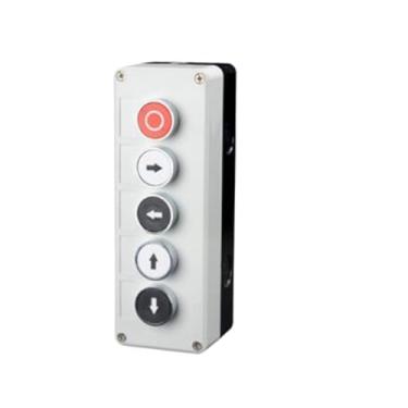 Imagem de ONECMN XB2 Botão de metal caixa de controle Start Stop Símbolo de identificação industrial auto reset interruptor de parada circular de emergência (5Hole-02)