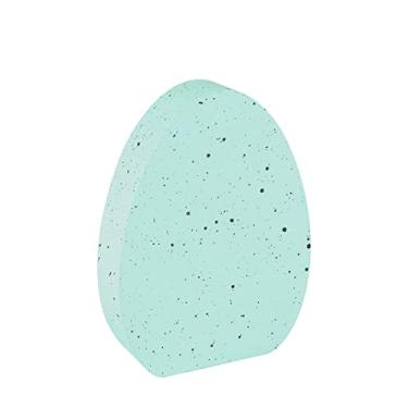 Imagem de Prateleira de madeira em forma de ovo sentada (azul salpicado)