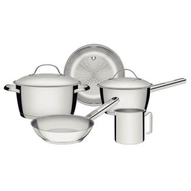 Imagem de Jogo de Panelas Tramontina Indução Allegra em Aço Inox com Fundo Tripl