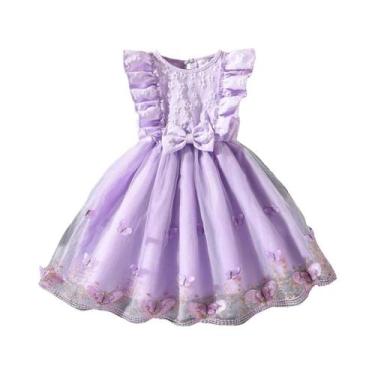 Imagem de Vestido De Princesa Com Estampa Floral Para Meninas, Decote Redondo, M