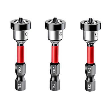 Imagem de 3 peças de Ajustador Parafuso para Drywall Broca Magnética Posicionamento PH2 Vara Hexagonal 1 4 Localização Placa Gesso Madeira Aço Liga S2 Premium P