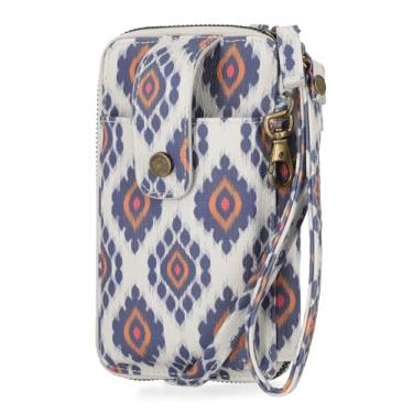 Imagem de Mundi Jacqui Carteira tiracolo feminina RFID, bolsa de viagem pequena de couro vegano com suporte para telefone, organizador compacto com compartimentos para cartões e alça removível, bolsa de férias